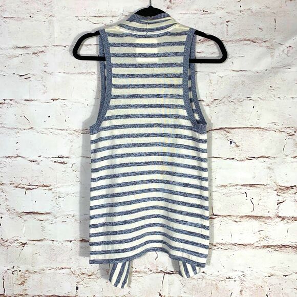 Fat Face Blue White Stripe Sleeveless Drape Vest Cardigan Size Small Layering - Picture 2 of 7